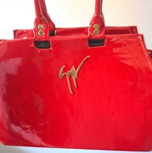 Red tote bag